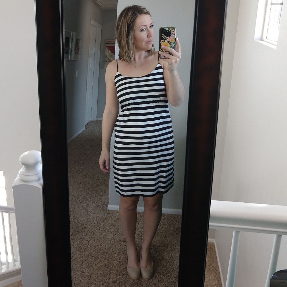 J Crew cream and black striped dress size 0 - Picture 1 of 8